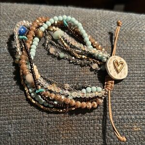 Bohemian Beaded Bracelet with Heart Charm